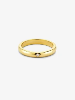 Alianza de oro amarillo de 18K con diamante en talla brillante de 0,03 cts