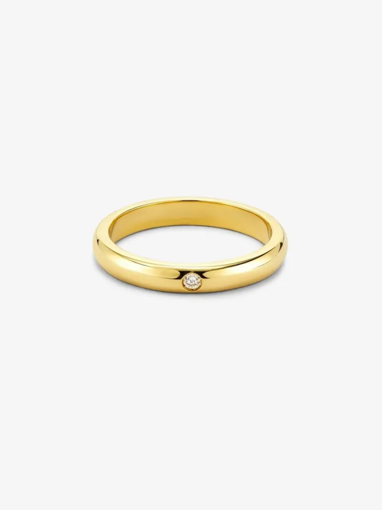 Alianza de oro amarillo de 18K con diamante en talla brillante de 0,03 cts