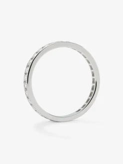 Alianza de oro blanco de 18k con pavé de diamantes en talla brillante con un total de 0,68 cts