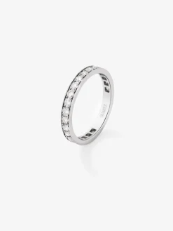 Alianza entera de oro blanco de 18K con 25 diamantes en talla brillante con un total de 1,37 cts