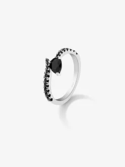 Anillo abierto de plata 925 con 19 espinelas en talla pera y brillante