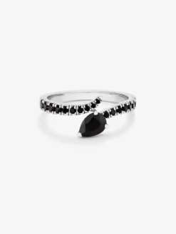 Anillo abierto de plata 925 con 19 espinelas en talla pera y brillante