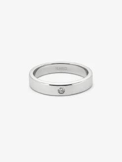 Anillo alianza de boda de oro blanco de 18K con diamante