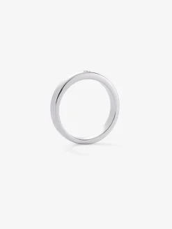 Anillo alianza de boda de oro blanco de 18K con diamante