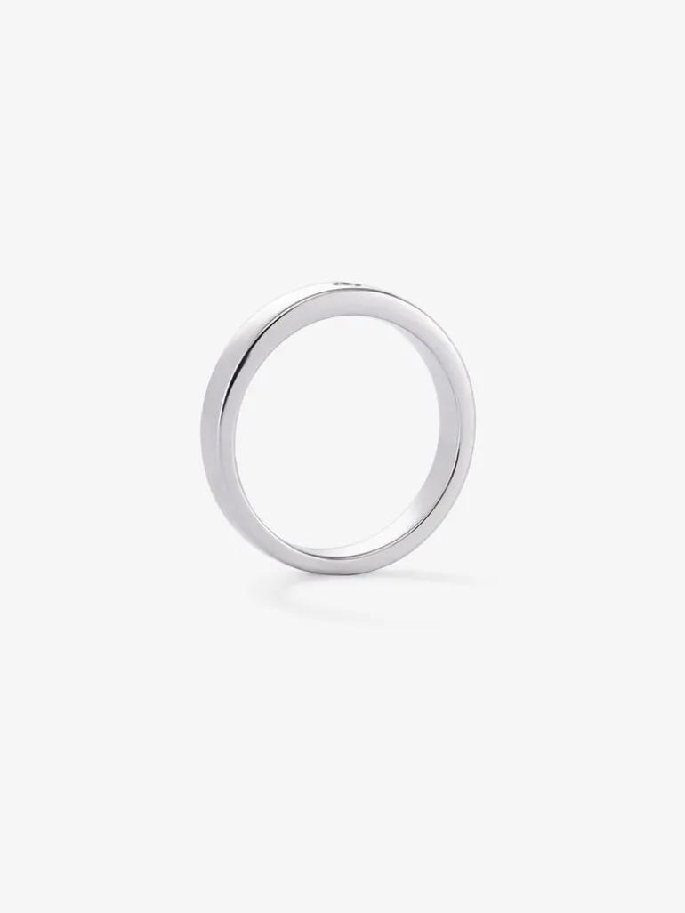 Anillo alianza de boda de oro blanco de 18K con diamante