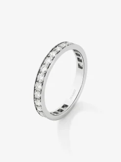 Anillo alianza de compromiso de oro blanco de 18K con diamantes
