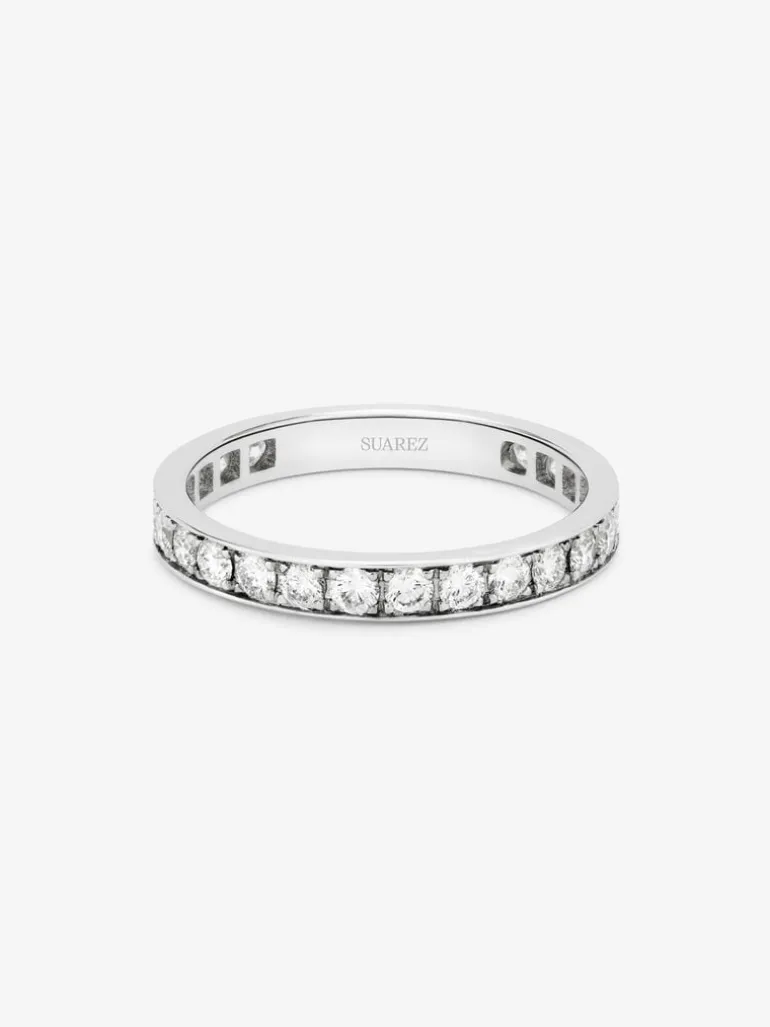 Anillo alianza de compromiso de oro blanco de 18K con diamantes