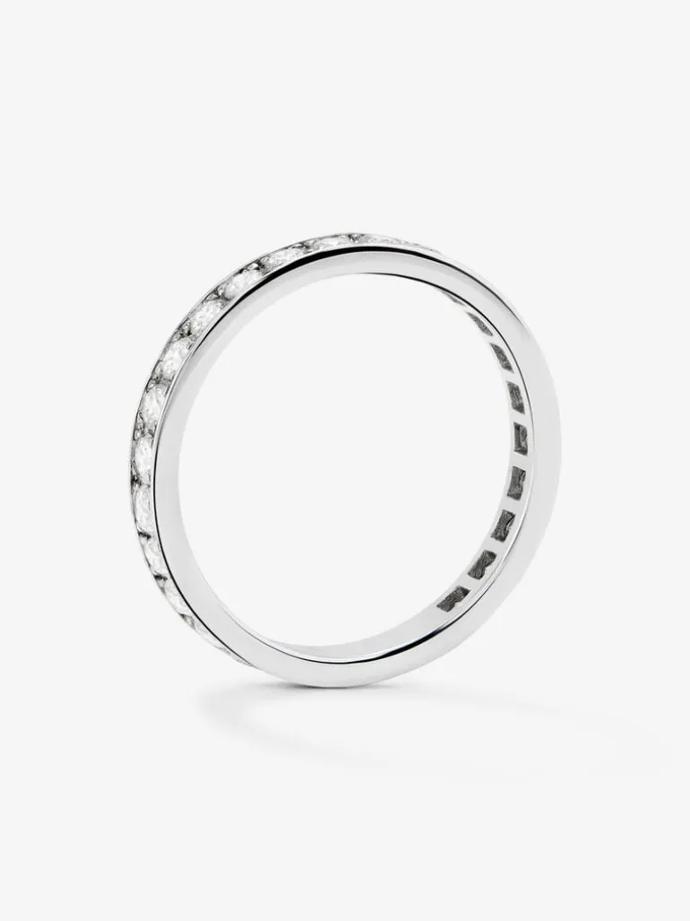 Anillo alianza de compromiso de oro blanco de 18K con diamantes