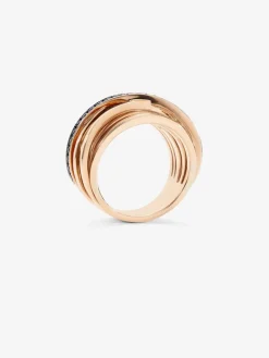 Anillo ancho multibrazo de oro rosa de 18K con espinelas