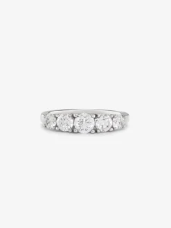 Anillo cinquillo de oro blanco de 18K con 5 diamantes en talla brillante con un total de 1,2 cts