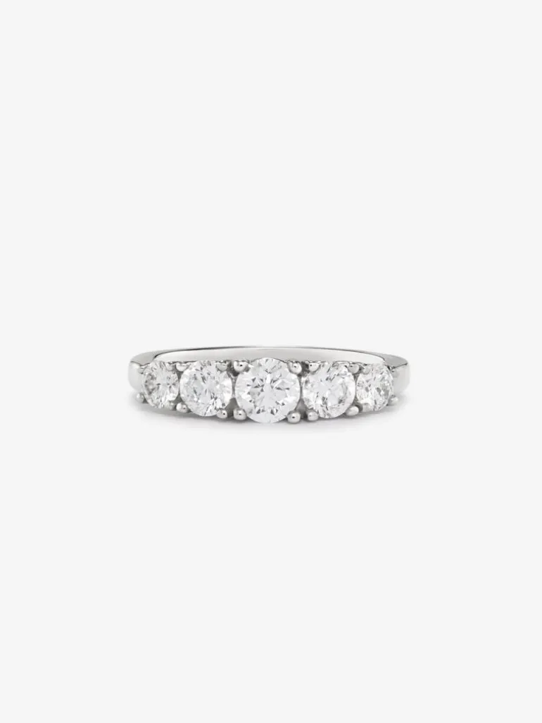 Anillo cinquillo de oro blanco de 18K con 5 diamantes en talla brillante con un total de 1,2 cts