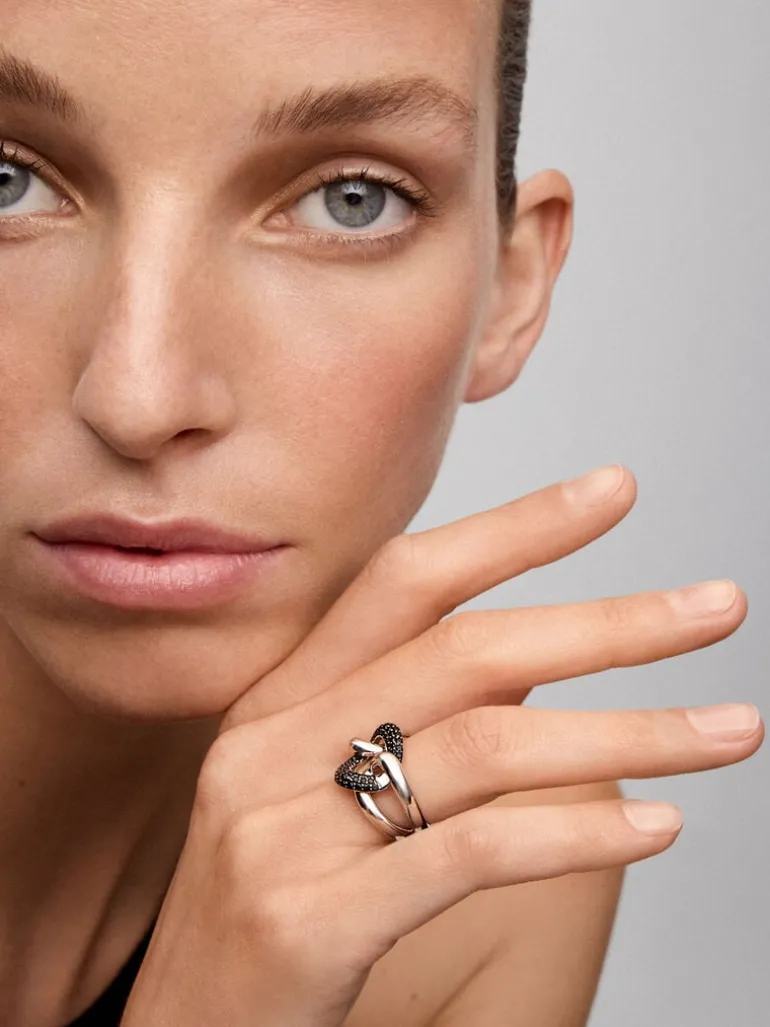 Anillo con nudo de plata 925 con espinelas