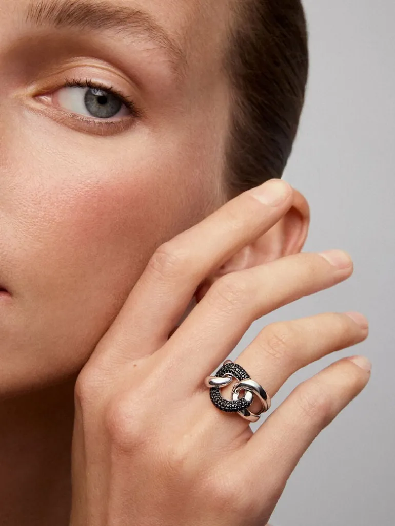 Anillo con nudo de plata 925 con espinelas