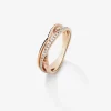Anillo cruzado de oro rosa de 18K con 25 diamantes en talla brillante con un total de 0,15 cts