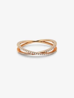 Anillo cruzado de oro rosa de 18K con 40 diamantes en talla brillante con un total de 0,12 cts