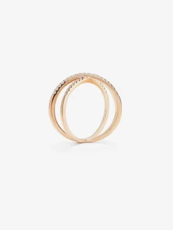Anillo cruzado de oro rosa de 18K con 33 diamantes blancos en talla brillante con un total de 0,2 cts