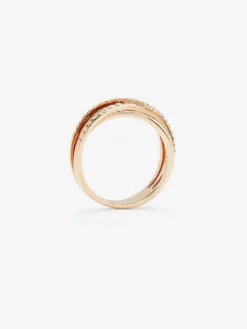 Anillo cruzado de oro rosa de 18K con 25 diamantes en talla brillante con un total de 0,15 cts