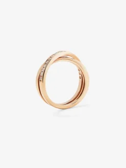 Anillo cruzado de oro rosa de 18K con diamantes