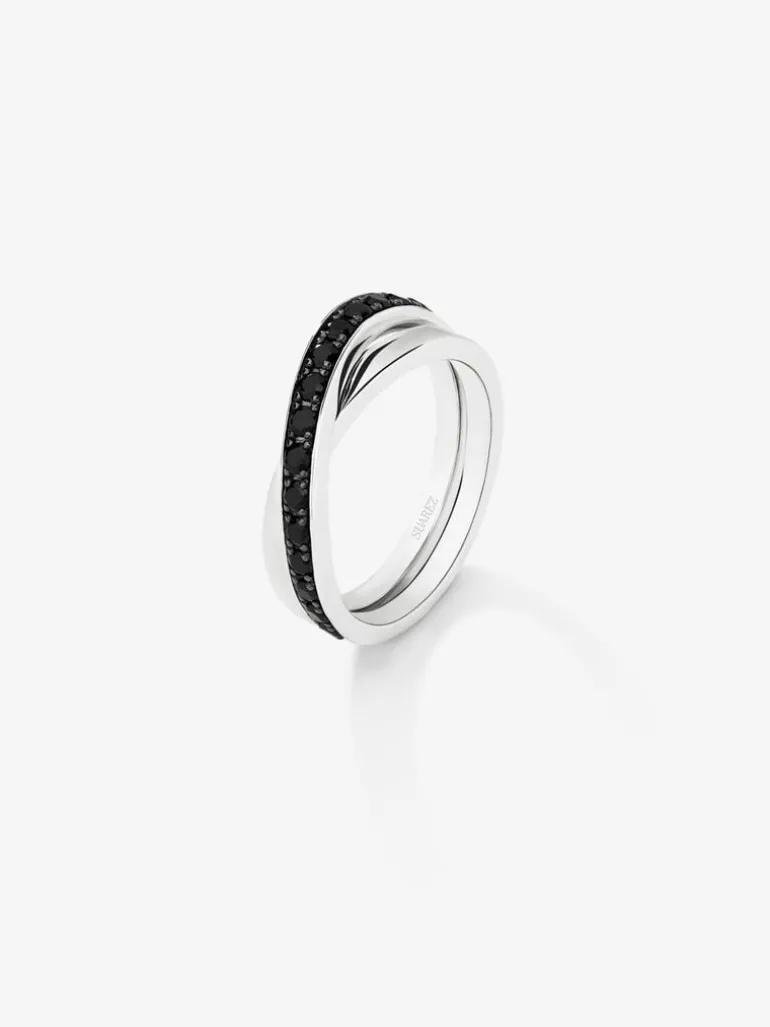 Anillo cruzado de plata 925 con espinelas