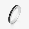 Anillo cruzado de plata 925 con 16 espinelas negras en talla brillante