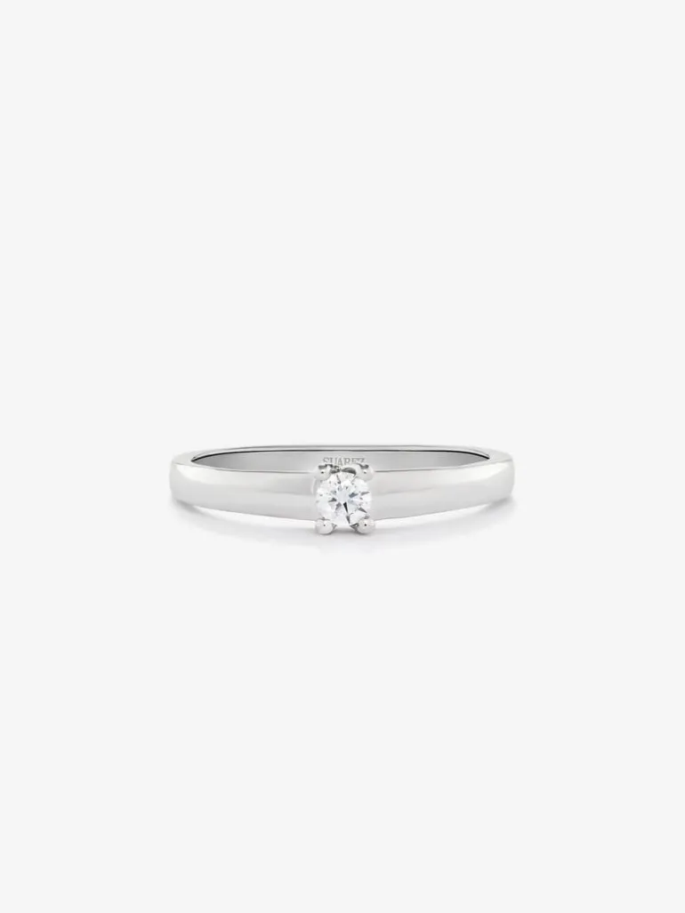 Anillo de Compromiso de Oro blanco con diamante