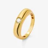 Anillo de oro amarillo de 18K con diamante en talla brillante de 0,2 cts