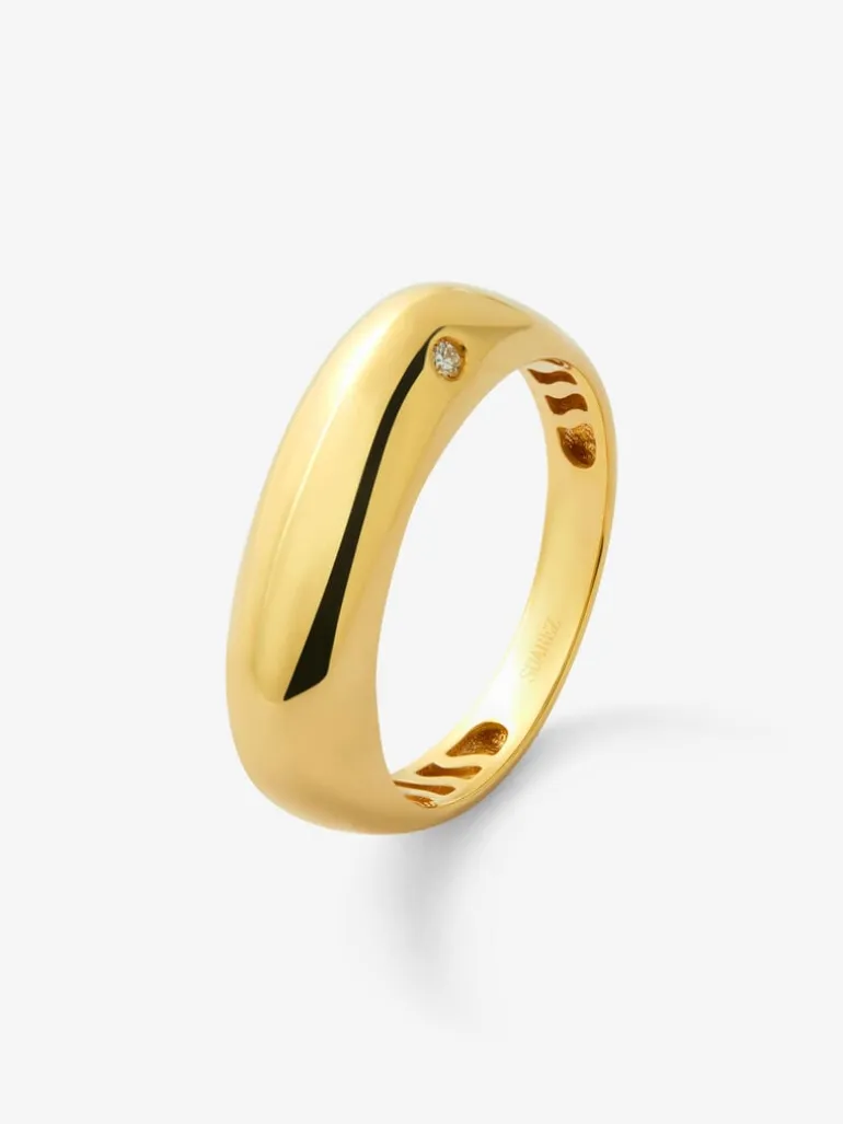 Anillo de oro amarillo de 18K con diamante en talla brillante de 0,01 cts