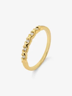 Anillo de oro amarillo de 18K con 5 diamantes en talla brillante con un total de 0,07 cts