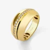 Anillo de oro amarillo de 18K con pavé de diamantes en talla brillante