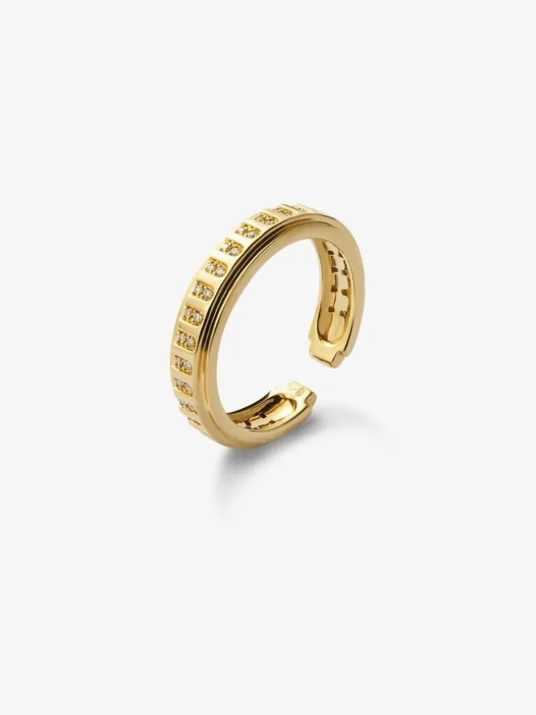 Anillo de oro amarillo de 18K con 50 diamantes en talla brillante con un total de 0,18 cts
