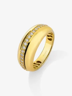 Anillo de oro amarillo de 18K con diamantes en talla brillante