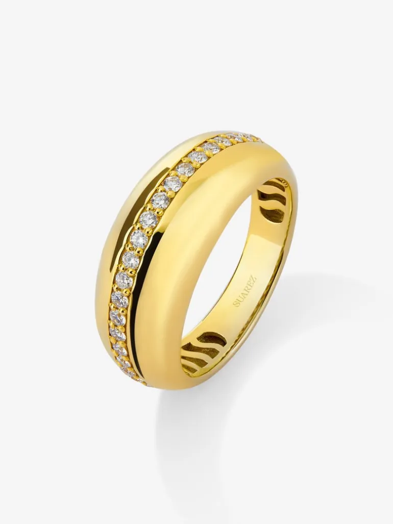 Anillo de oro amarillo de 18K con diamantes en talla brillante