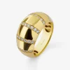 Anillo de oro amarillo de 18K con pavé de diamantes en talla brillante
