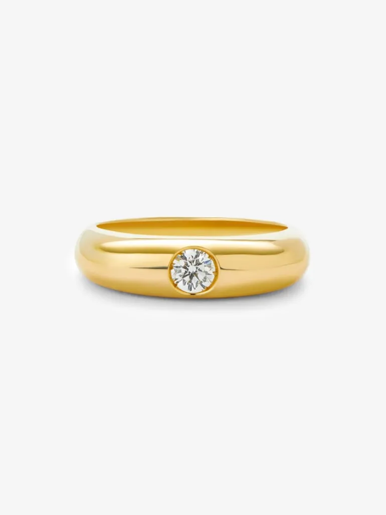Anillo de oro amarillo de 18K con diamante en talla brillante de 0,2 cts