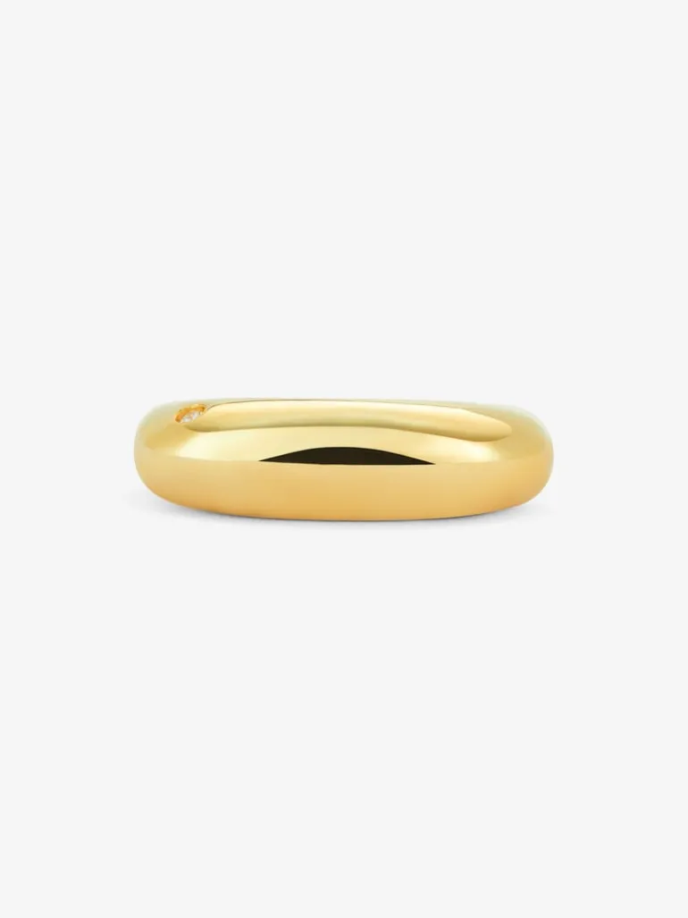 Anillo de oro amarillo de 18K con diamante en talla brillante de 0,01 cts