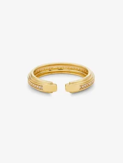 Anillo de oro amarillo de 18K con 50 diamantes en talla brillante con un total de 0,15 cts