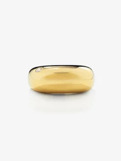 Anillo de oro amarillo de 18K con diamante en talla brillante de 0,03 cts
