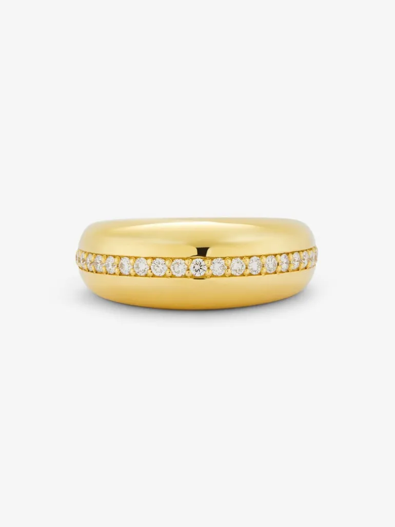 Anillo de oro amarillo de 18K con diamantes en talla brillante
