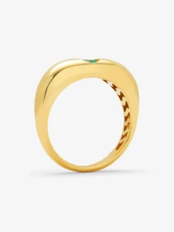 Anillo de oro amarillo de 18K con esmeralda en talla brillante de 0,25 cts