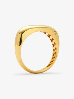 Anillo de oro amarillo de 18K con diamante en talla brillante de 0,01 cts