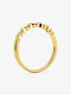 Anillo de oro amarillo de 18K con 5 diamantes en talla brillante con un total de 0,07 cts