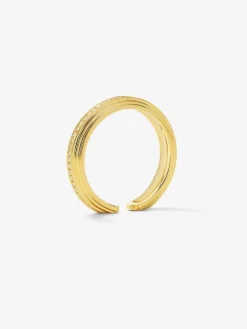 Anillo de oro amarillo de 18K con 50 diamantes en talla brillante con un total de 0,15 cts