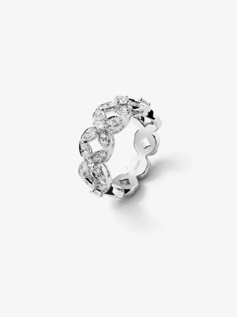 Anillo de oro blanco de 18K con 45 diamantes en talla brillante con un total de 1,05 cts