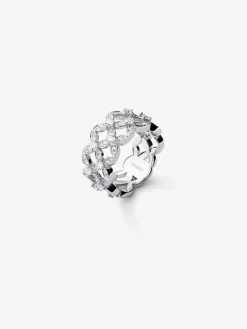 Anillo de oro blanco de 18K con 97 diamantes en talla brillante con un total de 1,14 cts