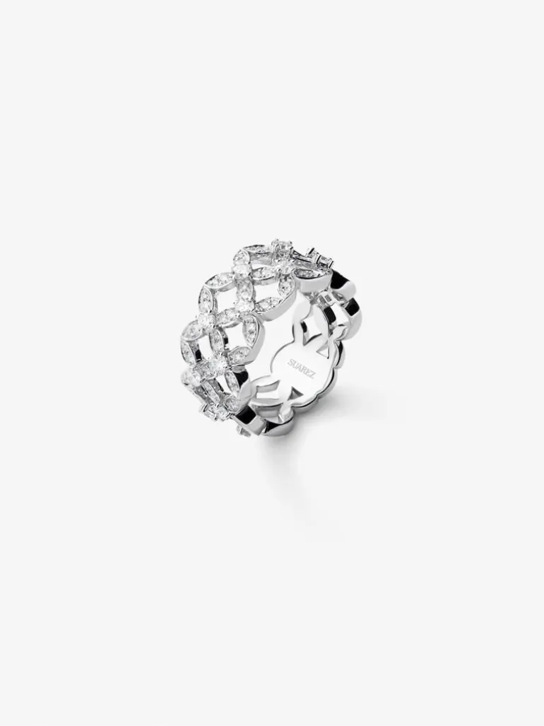 Anillo de oro blanco de 18K con 97 diamantes en talla brillante con un total de 1,14 cts