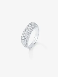 Anillo de oro blanco de 18K con pavé de diamantes blancos en talla brillante de 1,6 cts