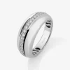 Anillo de oro blanco de 18K con pavé de diamantes en talla brillante
