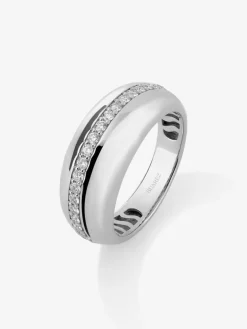 Anillo de oro blanco de 18K con pavé de diamantes en talla brillante