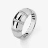 Anillo de oro blanco de 18K con pavé de diamantes en talla brillante