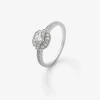 Anillo de oro blanco de 18K con diamante central en talla brillante de 0,5 cts y orla y brazo de 32 diamantes en talla brillante con un total de 0,32 cts